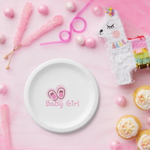 Assiettes En Carton Baby Girl Chaussures Roses Baby Shower