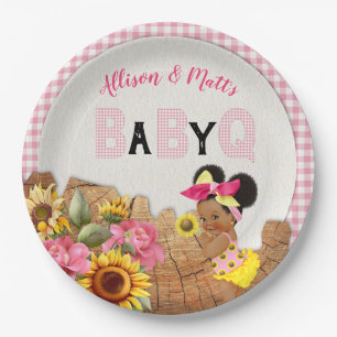Assiettes En Carton Baby Girl Fête Rose Tournesol Bébé Barbeque Q