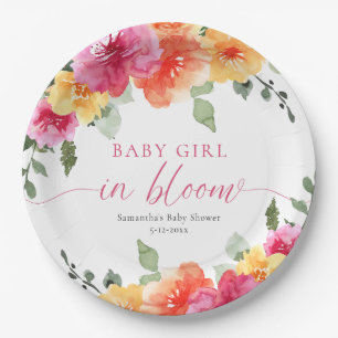 Assiettes En Carton Baby Girl in Bloom baby shower floral clair