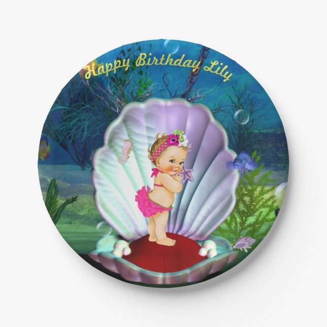 Assiettes En Carton Baby Girl Under the Sea Party Plaques (Devant)