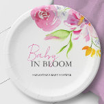 Assiettes En Carton Baby in Bloom Baby shower jetable<br><div class="desc">Ces plaques de papier baby shower Baby in Bloom présentent des fleurs d'aquarelle dans les tons rose et orange. Les mots "Baby in Bloom" sont placés dans la typographie à la mode. Utilisez les champs modèle pour ajouter votre texte personnalisé. Un choix adorable pour bébé dans les idées de douche...</div>