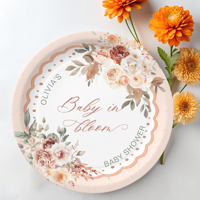 Assiettes En Carton Baby in Bloom Boho Floral Baby Shower (Créateur téléchargé)