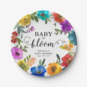 Assiettes En Carton Baby in Bloom Bright & Bold Floral Baby shower