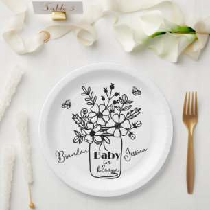 ASSIETTES EN CARTON BABY IN BLOOM DOUCHE NOIRE & BLANCHE