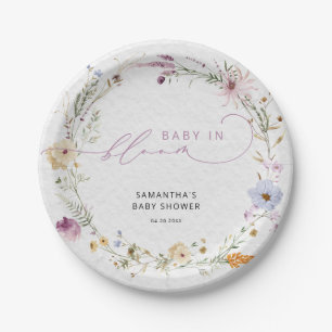 Assiettes En Carton Baby in Bloom Fleur sauvage Baby shower moderne