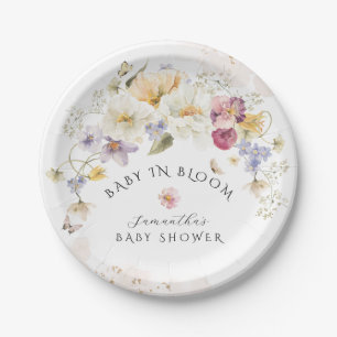 Assiettes En Carton Baby in Bloom Fleur sauvage Baby shower rustique