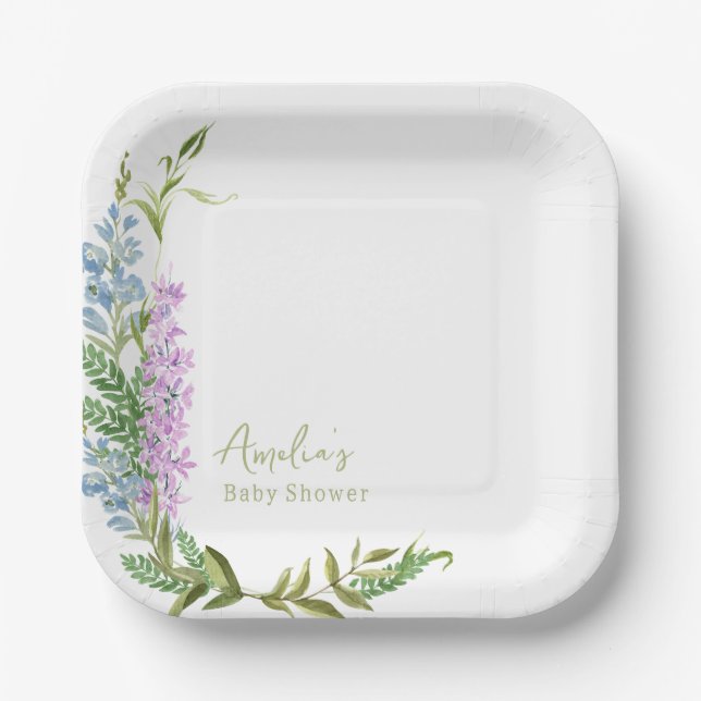 Assiettes En Carton Baby in Bloom Fleur sauvage Garden Baby shower (Recto)