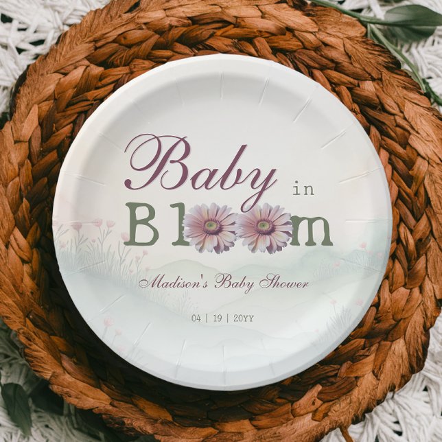 Assiettes En Carton Baby in Bloom Gerber Daisies Baby shower (Baby in Bloom Gerber Daisies Baby Shower Paper Plates)