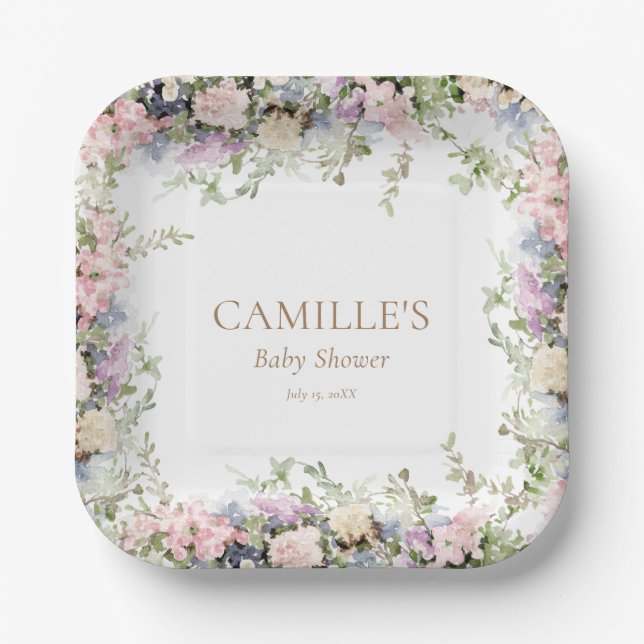 Assiettes En Carton Baby in Bloom Girl Baby shower (Recto)