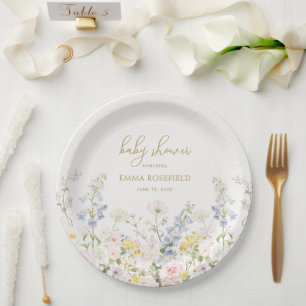Assiettes En Carton Baby in Bloom Jardin Pastel de Fête de Naissance