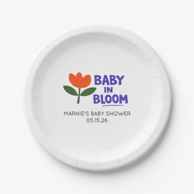 Assiettes En Carton Baby in Bloom Tulip Trendy Modern Baby Shower (Devant)
