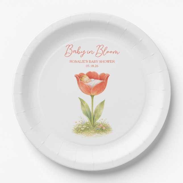 Assiettes En Carton Baby in Bloom Whimsical Garden Boho Baby Shower (Devant)