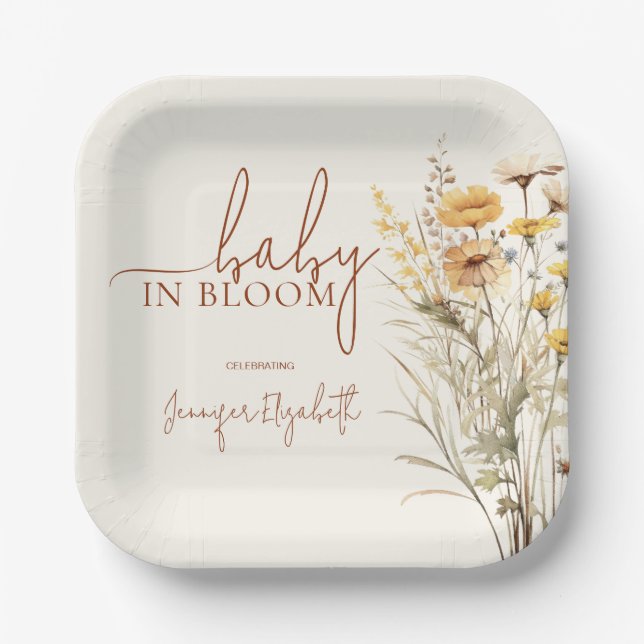 Assiettes En Carton Baby in Bloom Wildflower Baby Shower (Recto)