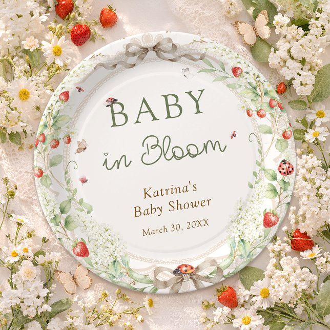 Assiettes En Carton Baby in Bloom Wildflower Bow Baby Shower (Créateur téléchargé)