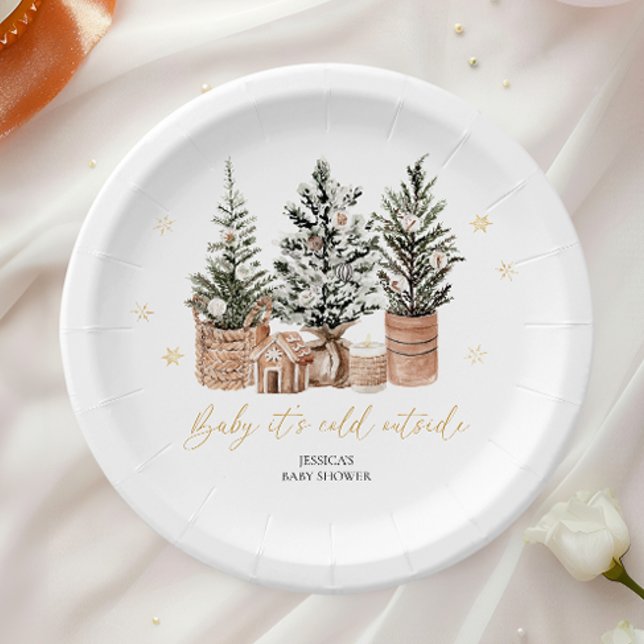 Assiettes En Carton Baby It’s Cold Outside Christmas Trees Baby shower (Créateur téléchargé)