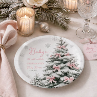 Assiettes En Carton Baby It's Cold Outside Fille d'Hiver Baby Shower
