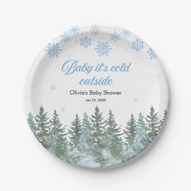 Assiettes En Carton Baby It's Cold Outside Winter Baby Shower (Devant)
