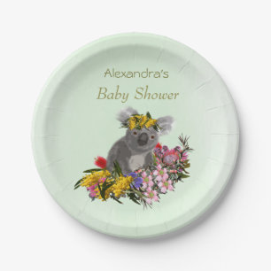 Assiettes En Carton Baby Koala Fleur sauvage Green