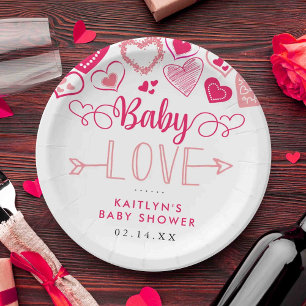 Assiettes En Carton "Baby Love" Valentine's Day Baby Shower