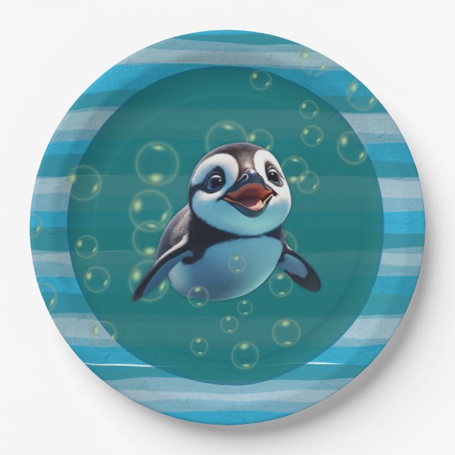 Assiettes En Carton Baby Penguin Paper Plate (Devant)