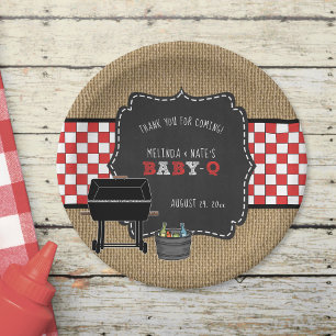 Assiettes En Carton Baby Q Décor baby shower, jardin barbecue