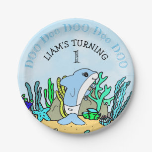 Assiettes En Carton Baby Shark fête d'anniversaire du garçon