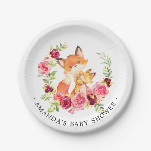 Assiettes En Carton Baby shower 7" de filles de Fox de maman et de