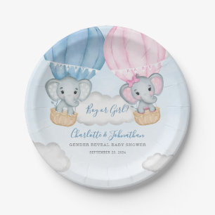 Assiettes En Carton Baby shower à ballon éléphant révélateur de genre