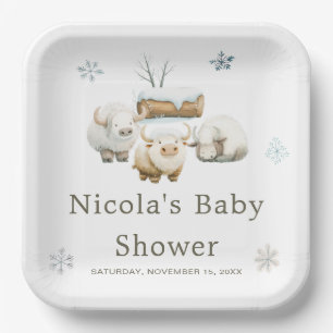 Assiettes En Carton Baby shower à la vache arctique d'hiver