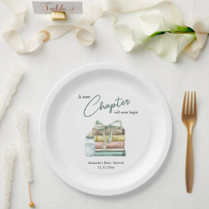 Assiettes En Carton Baby-Shower à l'aquarelle Nouveau Chapitre