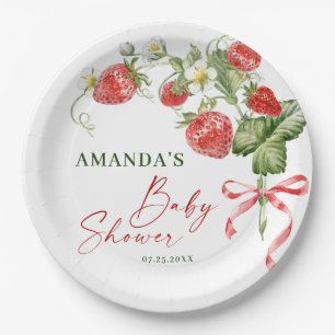 Assiettes En Carton Baby shower à l'aquarelle tendance Meadow Strawber