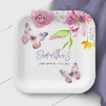 Assiettes En Carton Baby shower à papillons floraux jetable<br><div class="desc">Fêtez l'arrivée prochaine avec notre Baby shower aux papillons violets Plaques de papier à thème, faisant partie de la collection enchanteresse des papillons et berceuses. Chaque assiette est joliment ornée d'une bordure de fleurs d'aquarelle et de papillons, ce qui renforce l'ambiance festive. Personnalisez-les avec le nom de la maman-to-be dans...</div>
