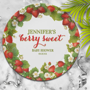 Assiettes En Carton Baby shower à thème Berry Sweet Strawberry