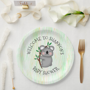 Assiettes En Carton Baby shower à thème de l'ours de Koala personnalis