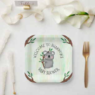 Assiettes En Carton Baby shower à thème de l'ours de Koala personnalis