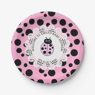 Assiettes En Carton Baby shower à thème rose Ladybug