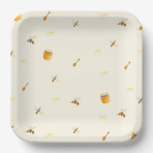 Assiettes En Carton Baby Shower Abeille Miel Jaune Fantaisiste