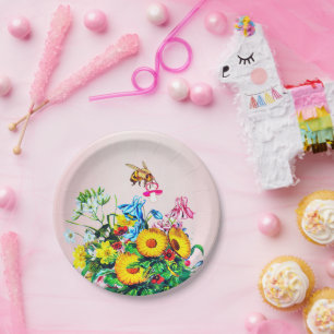 Assiettes En Carton Baby shower abeilles Pink Floral Pacifier