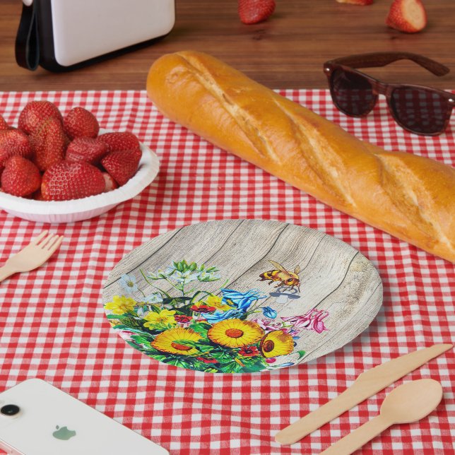 Assiettes En Carton Baby shower abeilles Rustique Floral Pacifier (Pique-nique)