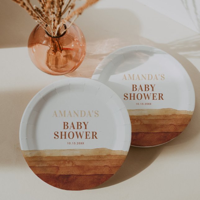 Assiettes En Carton Baby shower Abstrait de Terracotta Boho (Créateur téléchargé)