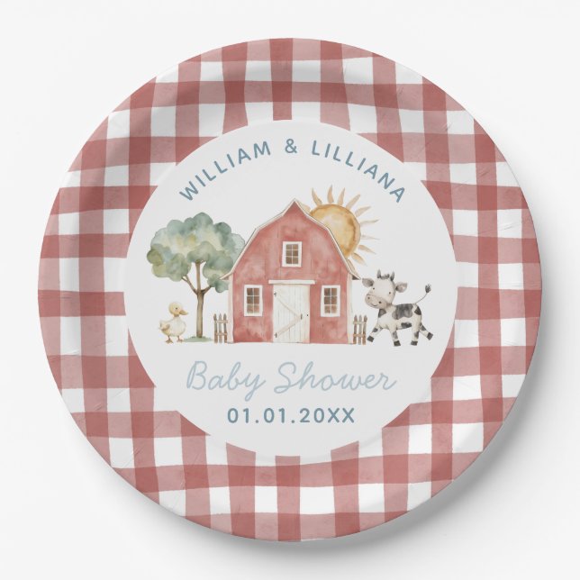 Assiettes En Carton Baby shower agricole (Devant)