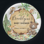 Assiettes En Carton Baby shower animal forestier<br><div class="desc">Forest woodland Collection Servez vos invités avec ces adorables plaques de baby shower bois de forêt. Parfait pour le baby shower boisé ou la fête d'anniversaire. mettant en vedette le plus mignon Bois Animaux Ours,  Cerf,  Raccoon et Vieux hibou.</div>