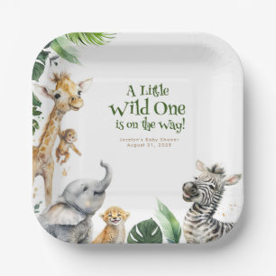 Assiettes En Carton Baby shower animalier de la Jungle mignonne