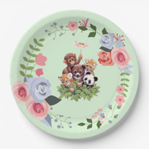 Assiettes En Carton Baby shower animalier de la Jungle mignonne