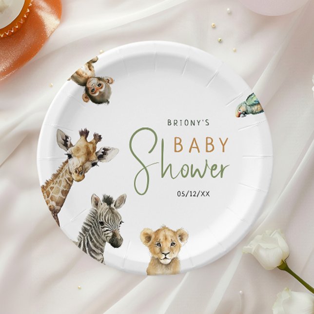 Assiettes En Carton Baby shower animalier de la Jungle sauvage (Créateur téléchargé)