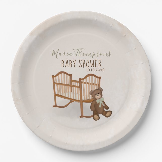 Assiettes En Carton baby shower Aquarelle Moderne Teddy Bear Nursery (Devant)