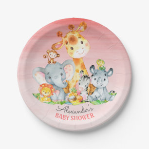 Assiettes En Carton Baby shower aquatique Cute Safari Jungle Animaux