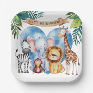 Assiettes En Carton Baby shower aquatique Safari Animaux