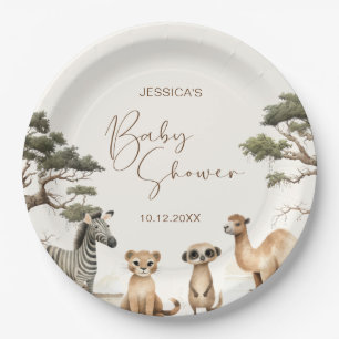 Assiettes En Carton Baby shower aquatique Safari Wildlife Animaux