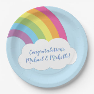 Assiettes En Carton Baby shower arc-en-ciel